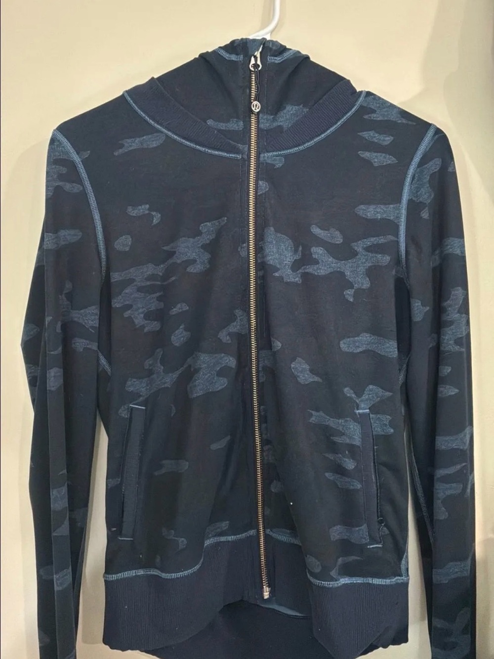 Lululemon Navy Camouflage Zip-Up Hoodie